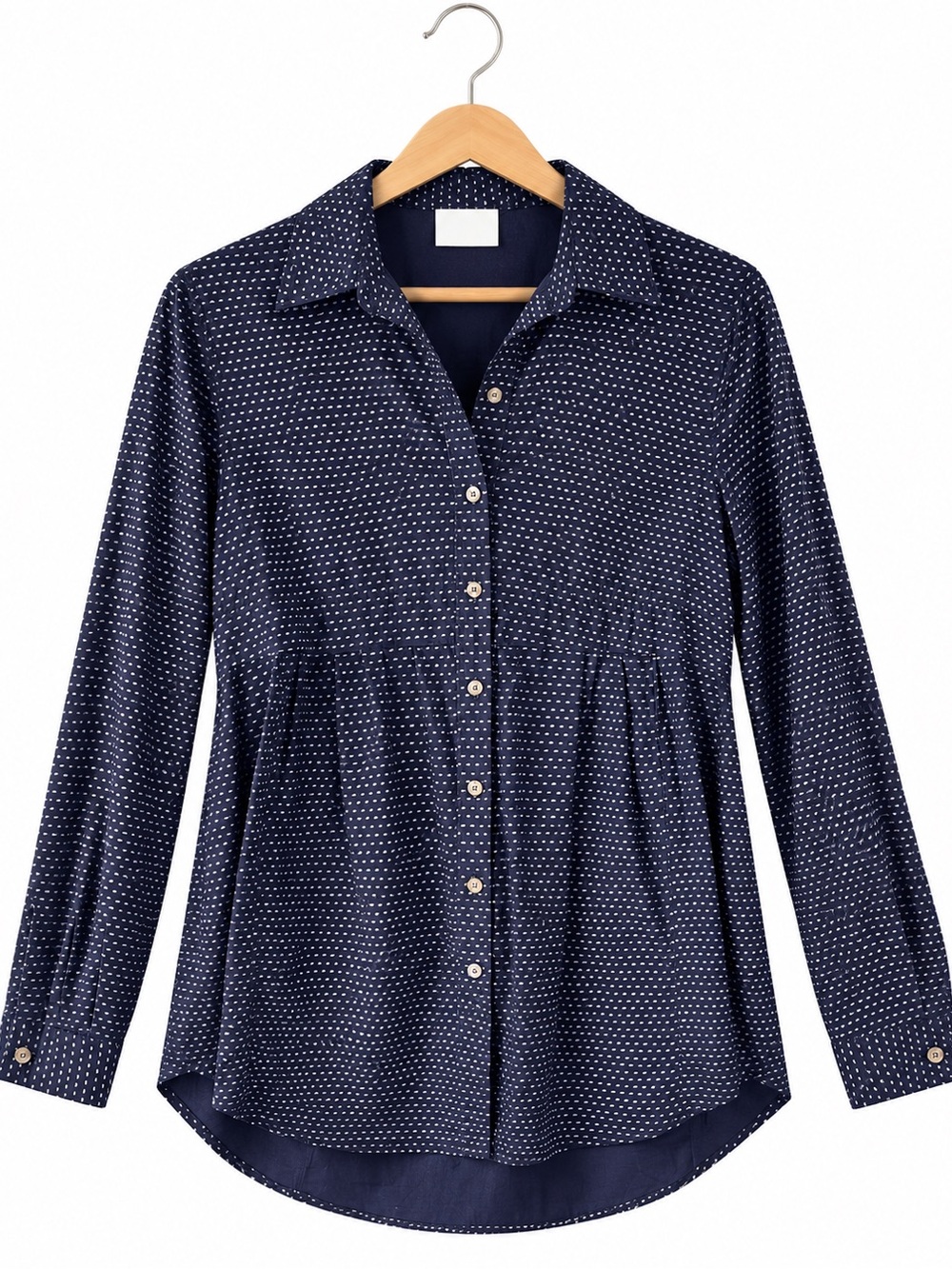 Maeve Anthropologie Navy Gold Dot Button Down Blouse Small Preppy Workwear